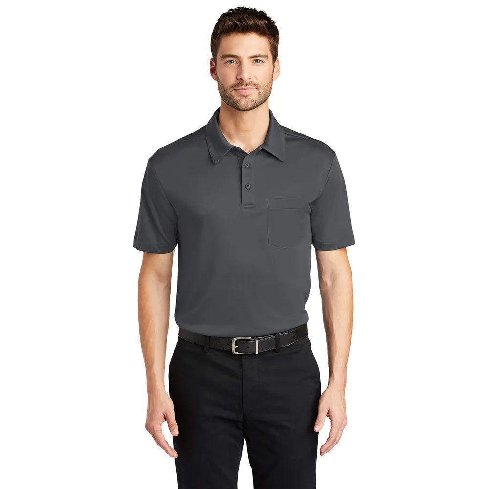 Port Authority Port Authority Silk Touch Performance Pocket Embroidered Polo - Steel Grey