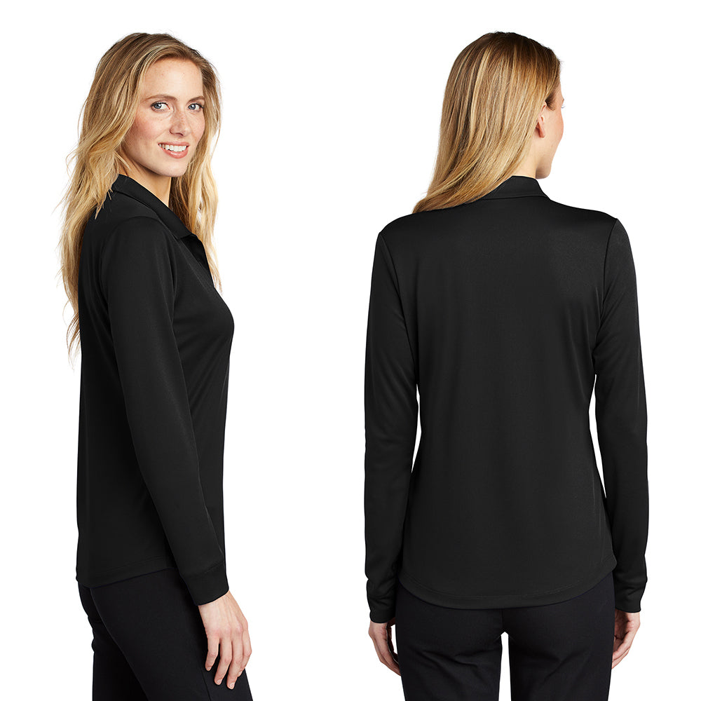 Port Authority Port Authority Women's Silk Touch Performance Long Sleeve Embroidered Polo - Navy Blue