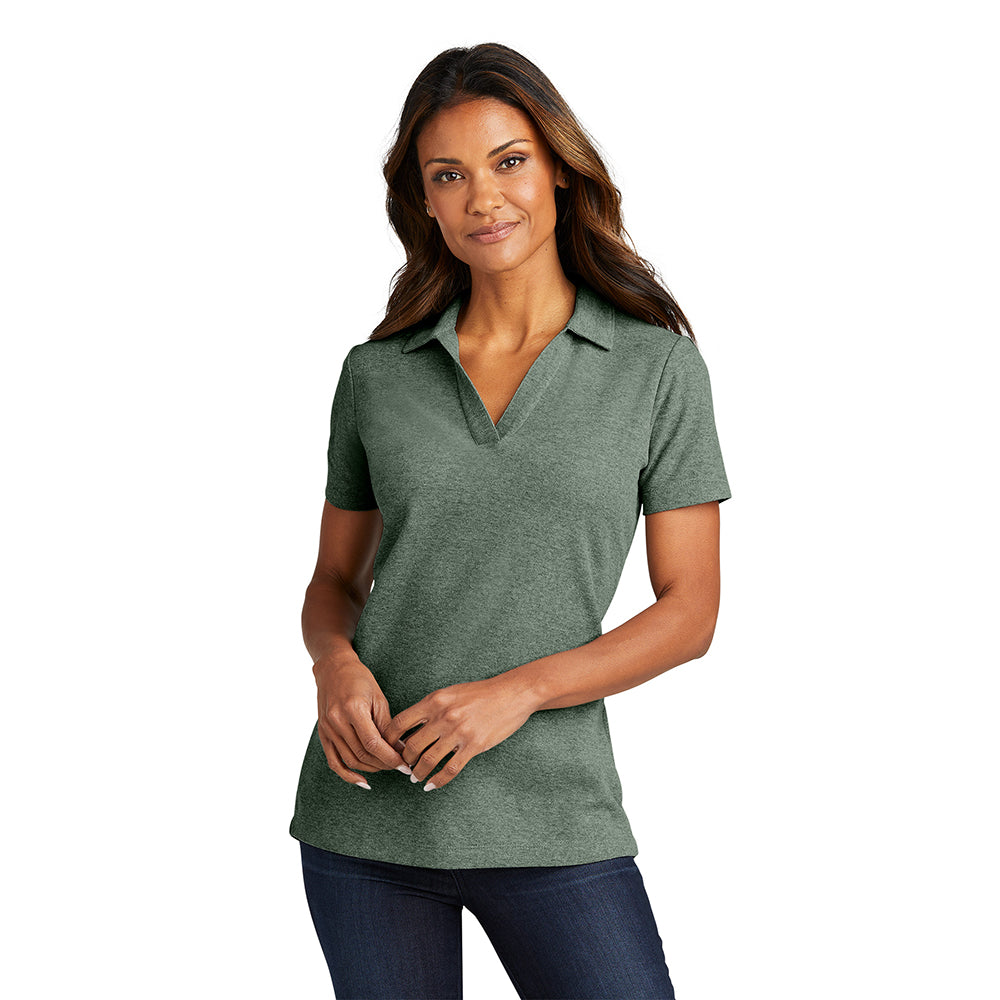 Port Authority Port Authority Women's C-FREE Cotton Blend Pique Embroidered Polo - Deep Smoke Grey Heather