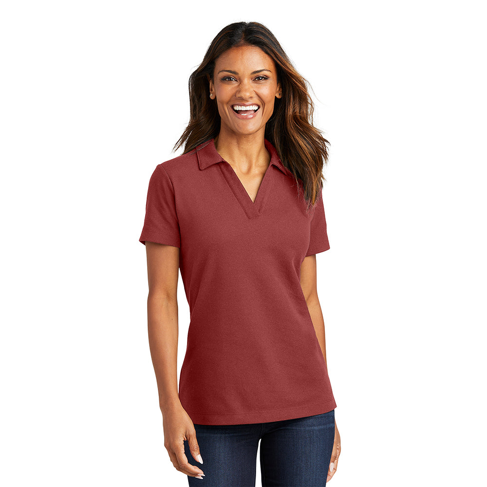 Port Authority Port Authority Women's C-FREE Cotton Blend Pique Embroidered Polo - Navy Blue Heather