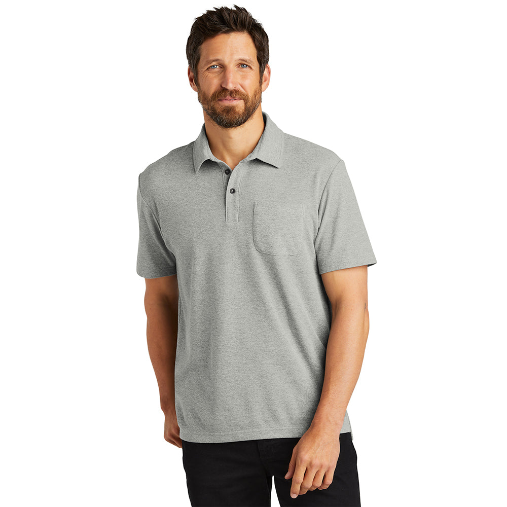Port Authority C-FREE Cotton Blend Pique Pocket Embroidered Polo - Garnet Red (PMS 2379C)