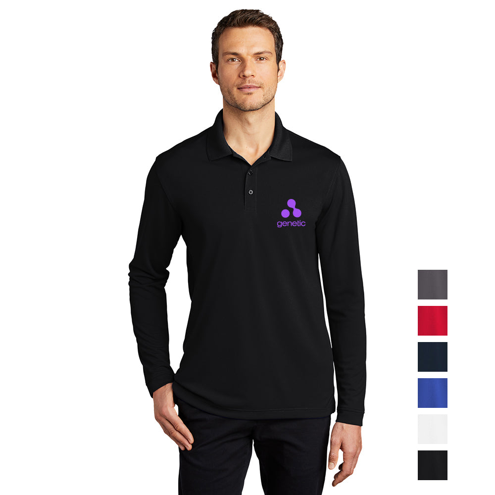 Port Authority Dry Zone UV Micro-Mesh Long Sleeve Embroidered Polo