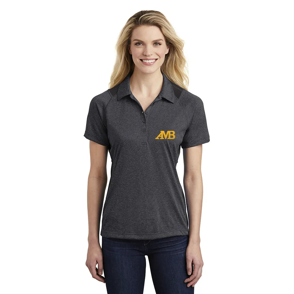 Sport-Tek Women's Heather Colorblock Contender Embroidered Polo - Graphite Grey Heather/Black (PMS BLACK C)