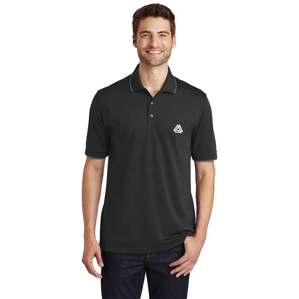 Port Authority Dry Zone UV Micro-Mesh Tipped Embroidered Polo - Deep Black/Graphite Grey