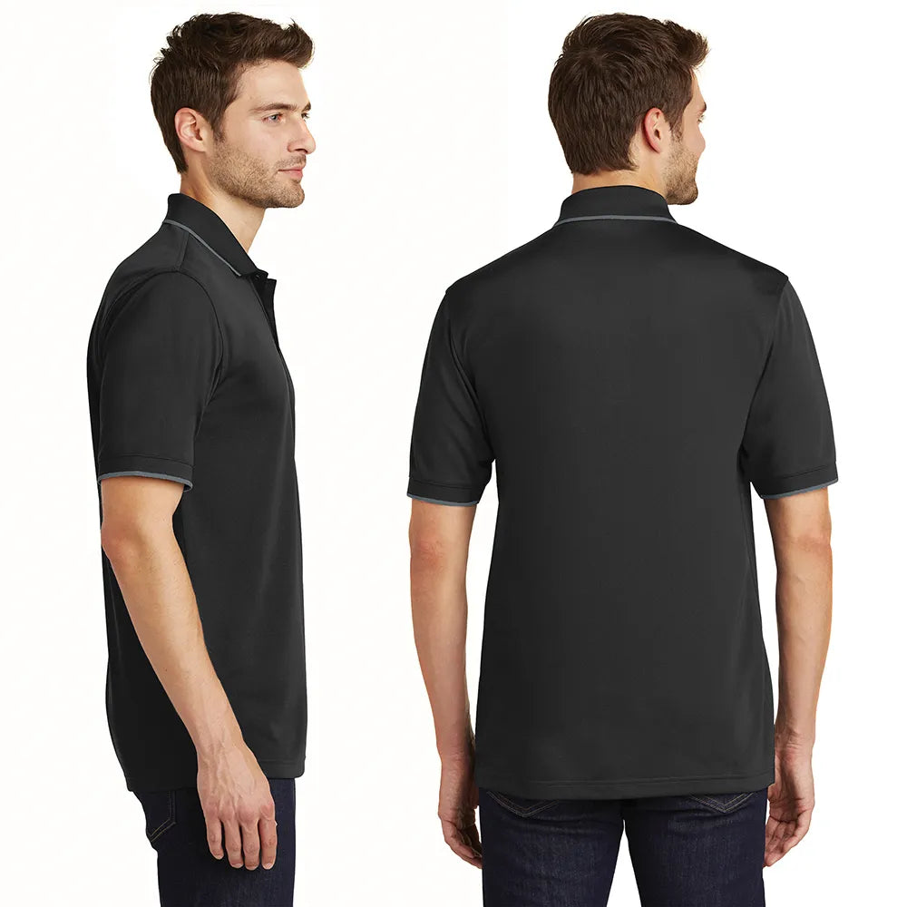 Port Authority Dry Zone UV Micro-Mesh Tipped Embroidered Polo - Graphite Grey/White