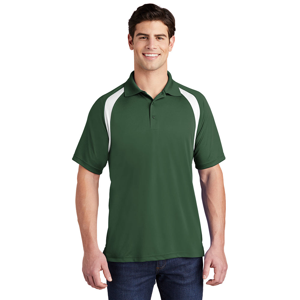 Sport-Tek Dry Zone Colorblock Raglan Embroidered Polo - Maroon Red/White