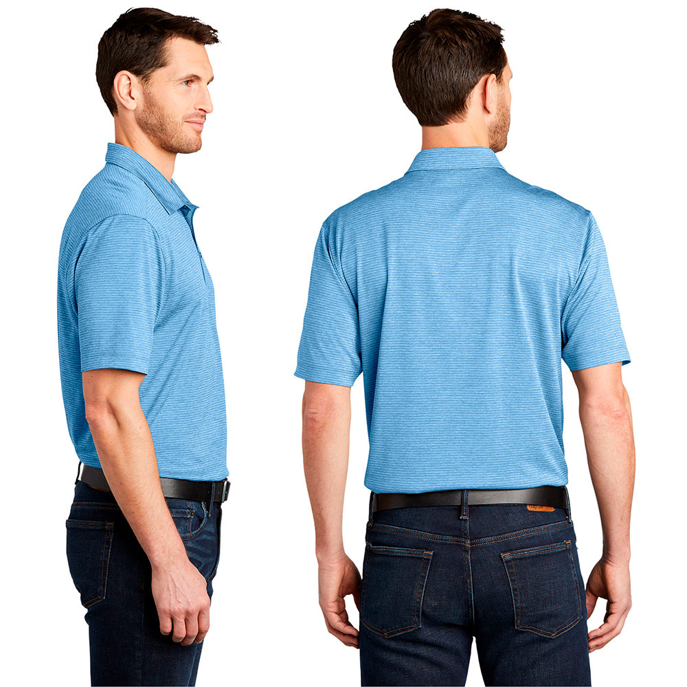 Port Authority Shadow Stripe Embroidered Polo - Deep Black