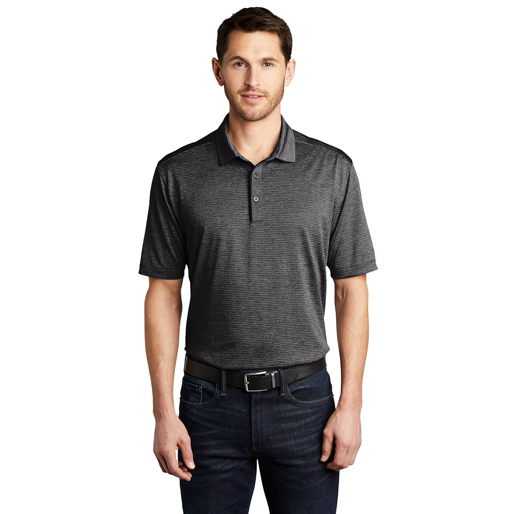 Port Authority Shadow Stripe Embroidered Polo - Deep Forest Green