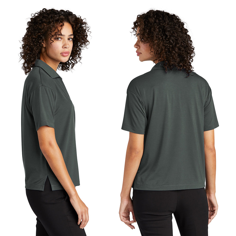 MERCER+METTLE Women’s Stretch Jersey Embroidered Polo - Deep Black