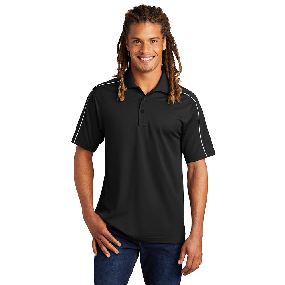 Sport-Tek Micropique Sport-Wick Piped Embroidered Polo - Iron Grey/White