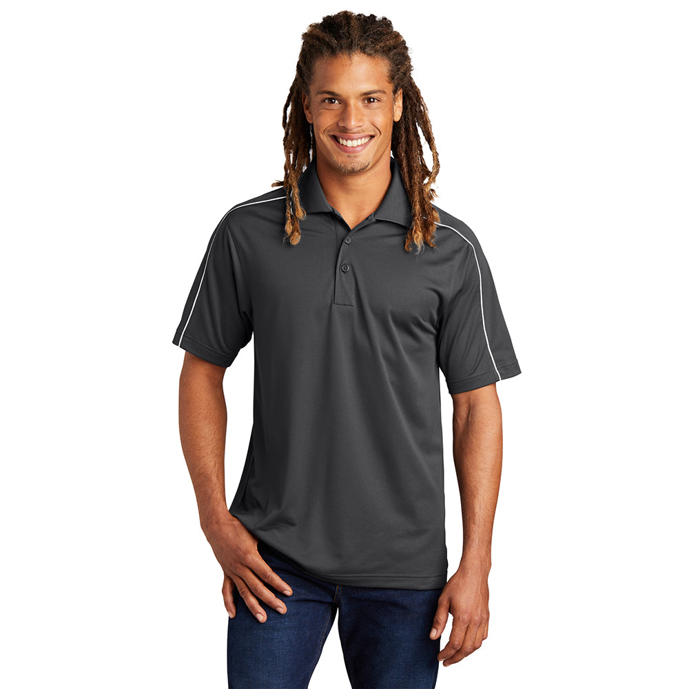 Sport-Tek Micropique Sport-Wick Piped Embroidered Polo - True Navy Blue/White