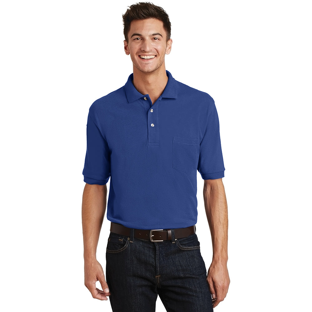 Port Authority Heavyweight Cotton Pique Embroidered Polo with Pocket