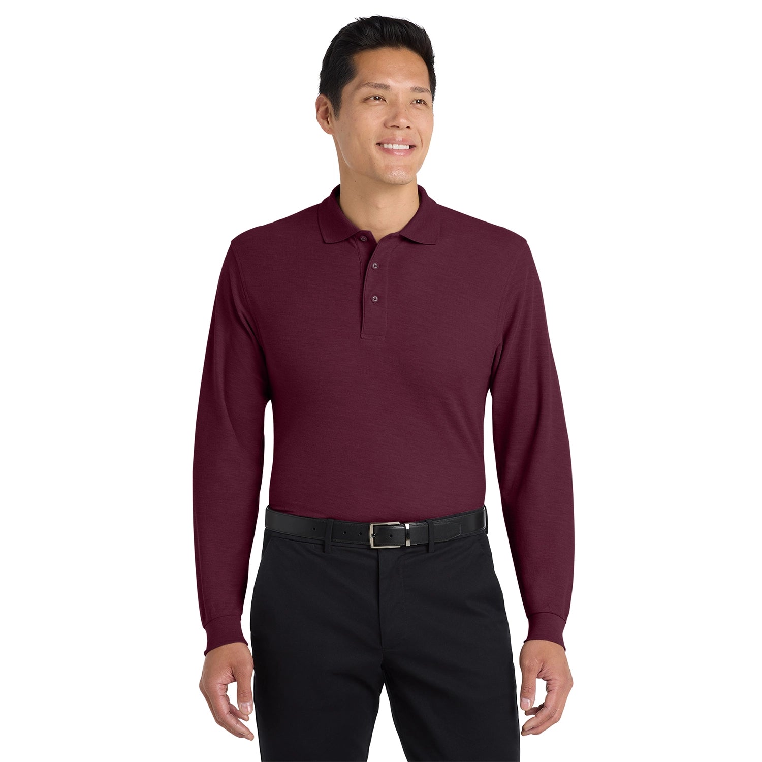 Port Authority Silk Touch Long Sleeve Embroidered Polo