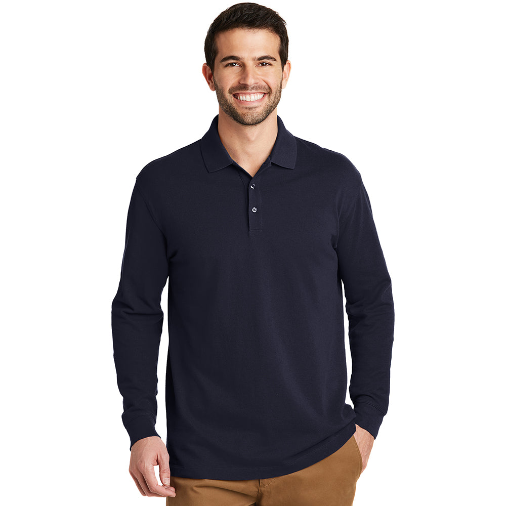 Port Authority EZCotton Long Sleeve Embroidered Polo