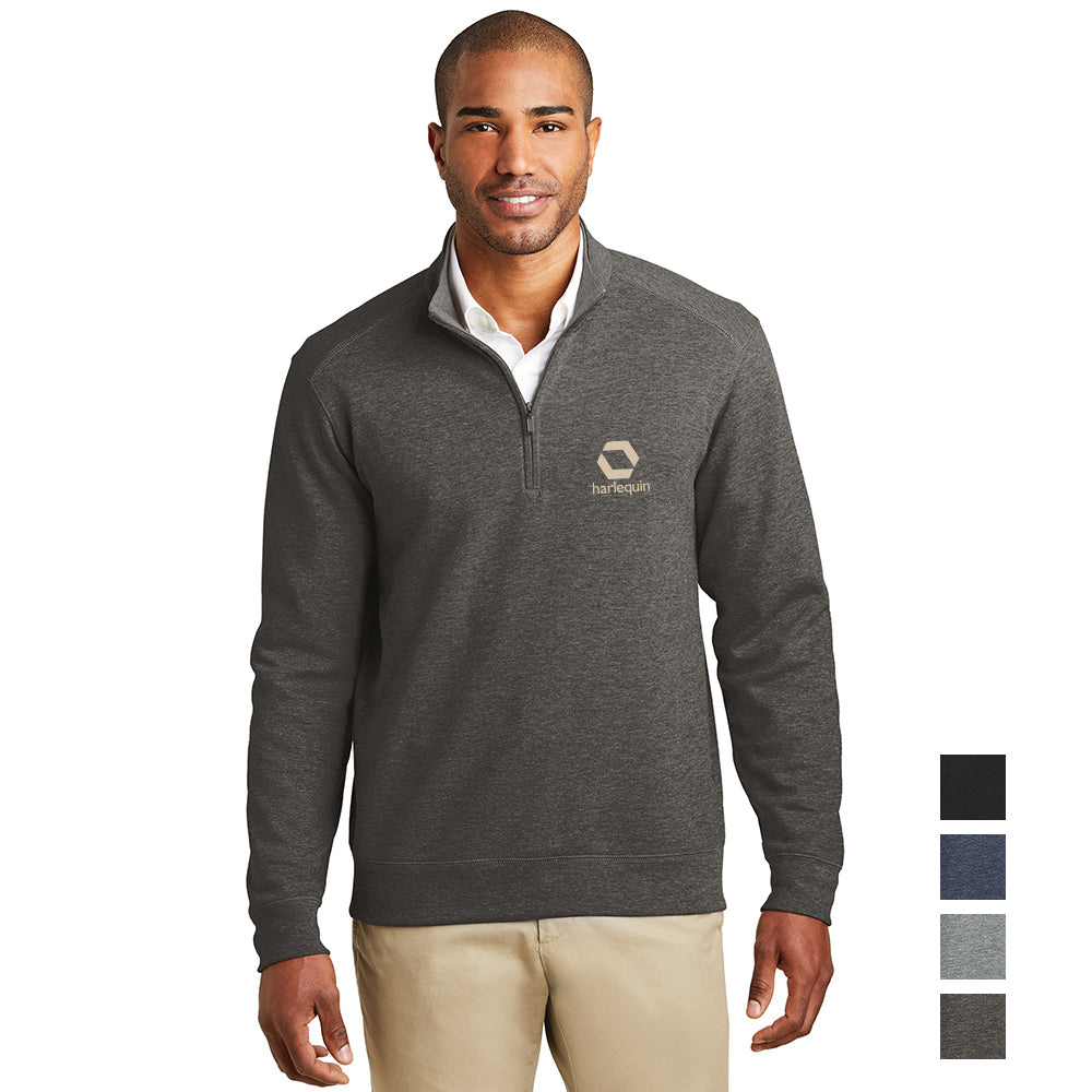 Port Authority Interlock Embroidered 1/4-Zip – Medium Heather Grey/Charcoal Grey Heather (PMS 425C)