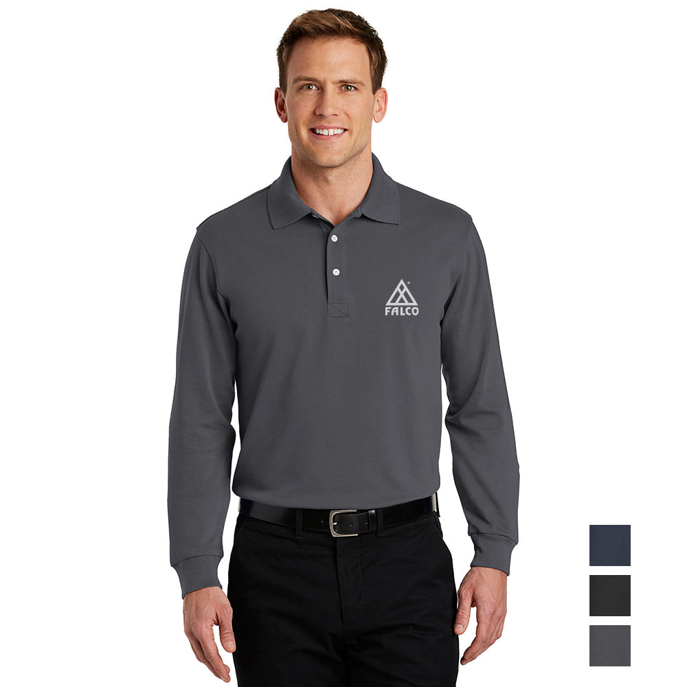 Port Authority Rapid Dry Long Sleeve Embroidered Polo – Jet Black (PMS BLACK C)