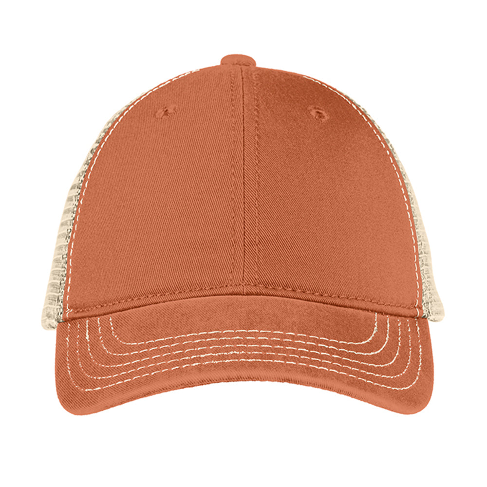 District Super Soft Mesh Back Embroidered Cap - Burnt Orange/Stone White