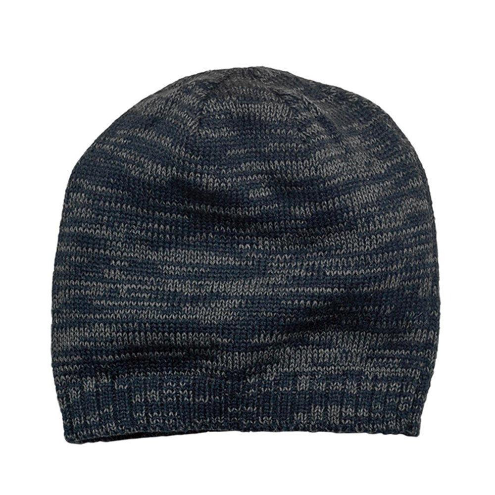 District Spaced-Dyed Embroidered Beanie - New Navy Blue/Charcoal Grey