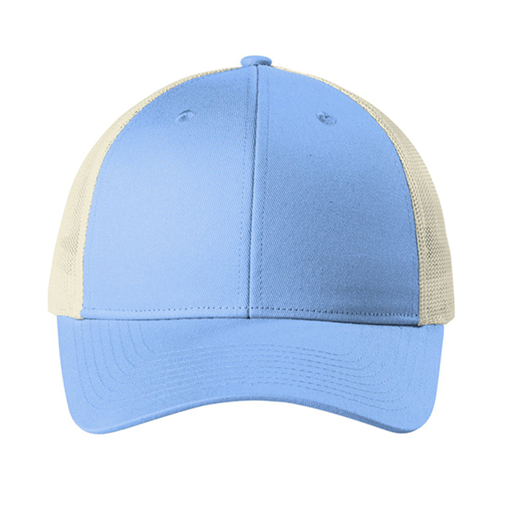Port Authority Low-Profile Snapback Trucker Embroidered Cap - Carolina Blue/Ecru White