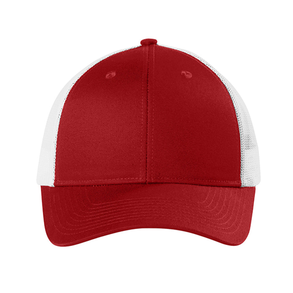 Port Authority Low-Profile Snapback Trucker Embroidered Cap - Flame Red/White