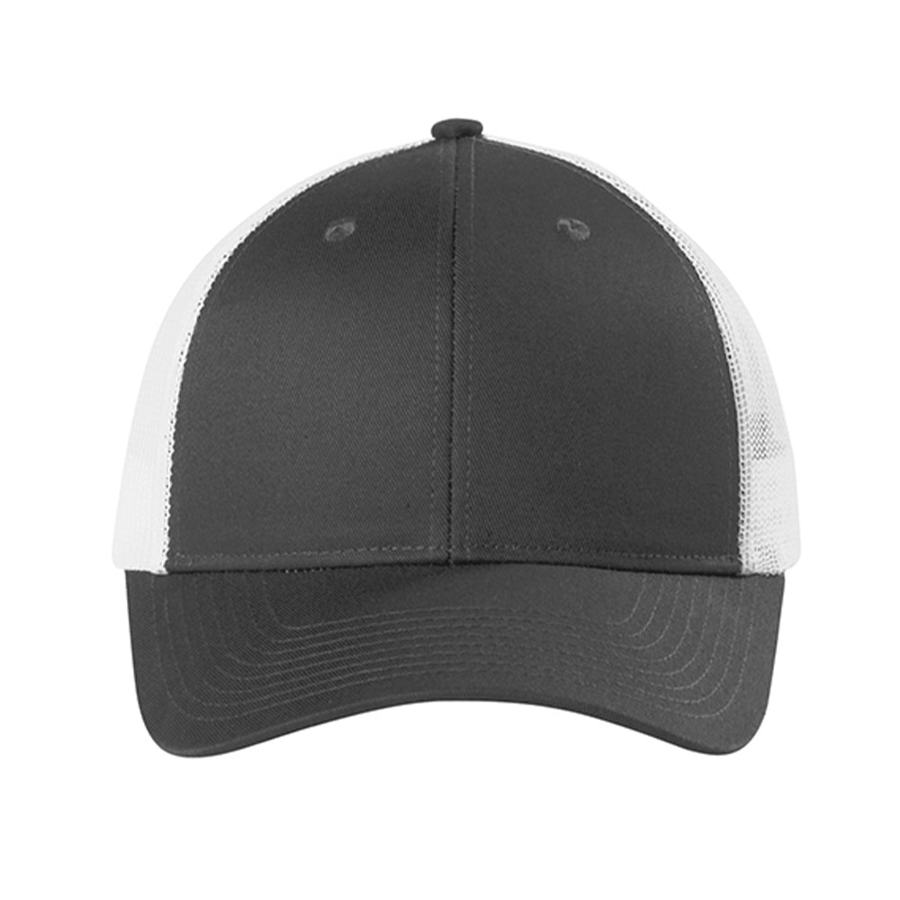 Port Authority Low-Profile Snapback Trucker Embroidered Cap - Grey Steel/White