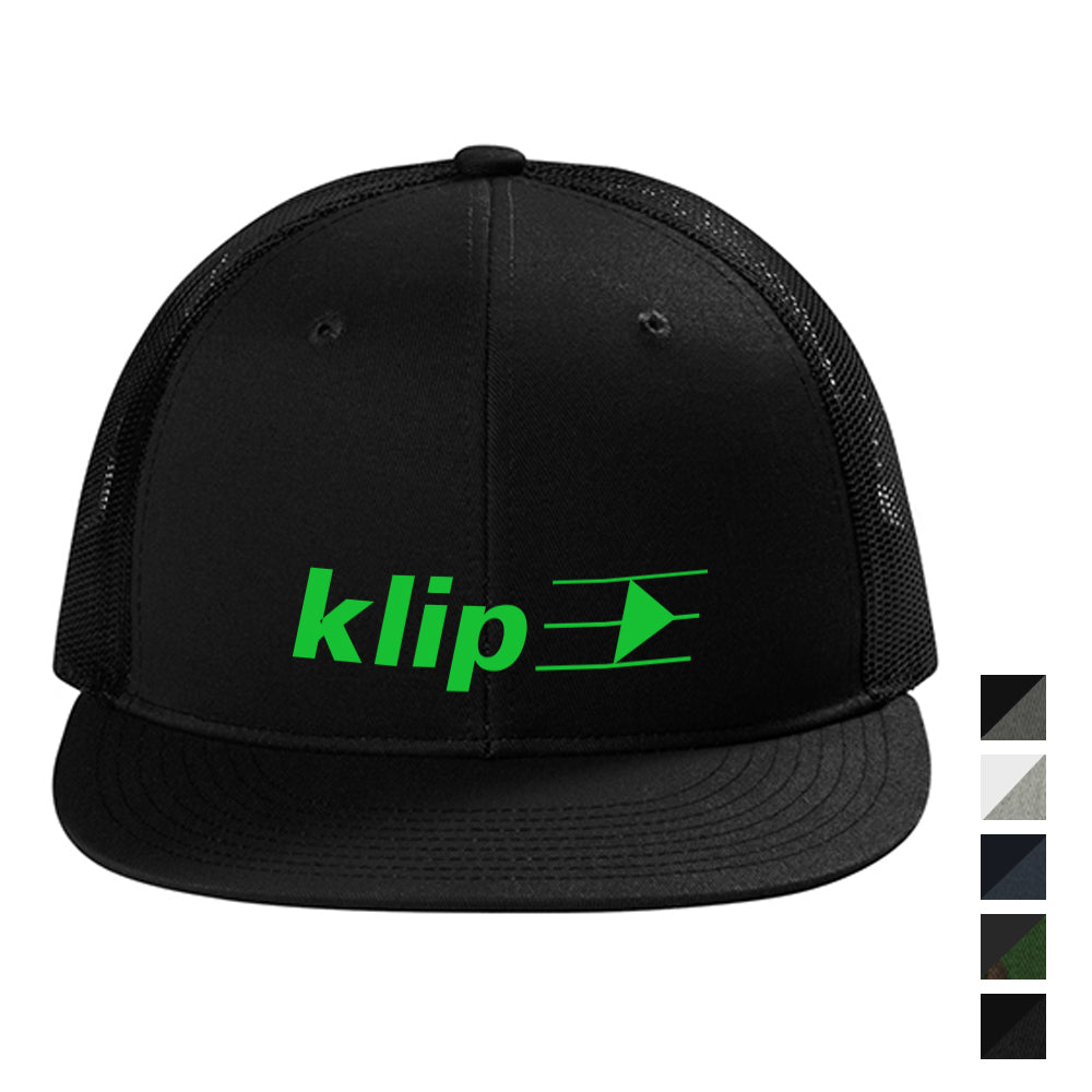 Port Authority Snapback Flat Bill Trucker Embroidered Cap - Black