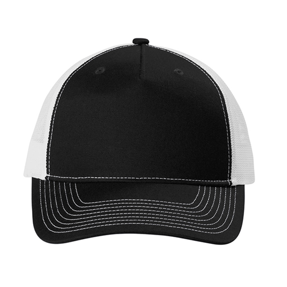 Port Authority Snapback Five-Panel Trucker Embroidered Cap - Black/White