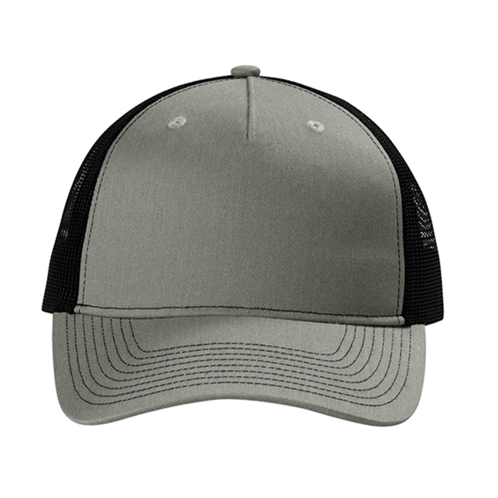 Port Authority Snapback Five-Panel Trucker Embroidered Cap - Heather Grey/Black