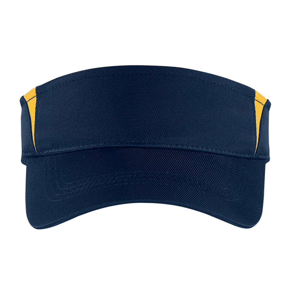 Sport-Tek Dry Zone Colorblock Embroidered Visor - True Navy Blue/Gold