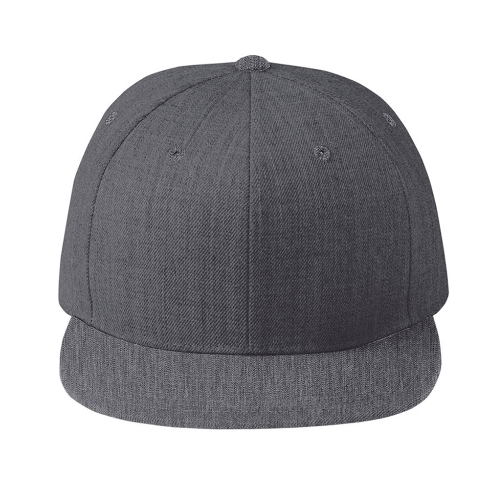 Sport-Tek Yupoong Flat Bill Snapback Embroidered Cap - Dark Heather Grey (PMS BLACK 7C)