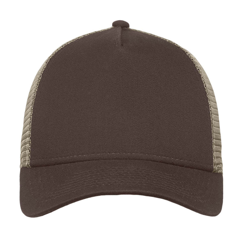 New Era Snapback Trucker Embroidered Cap - Chocolate Brown/Khaki Beige (PMS 7533C)