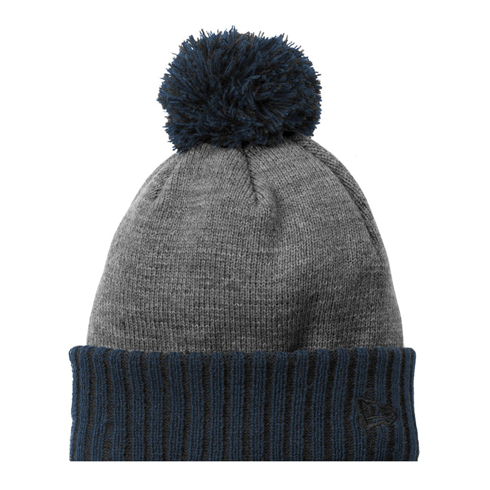New Era Colorblock Cuffed Embroidered Beanie - Navy Blue/Heather Grey (PMS 533C)