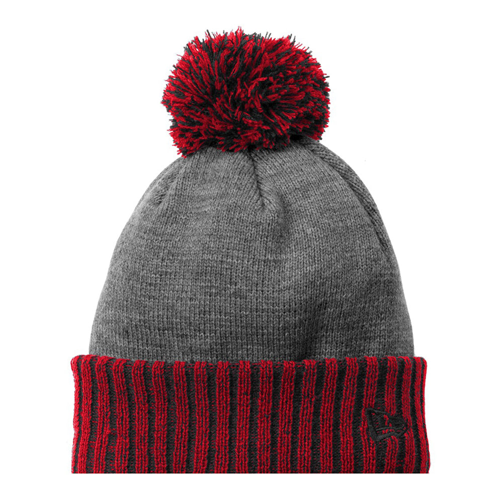 New Era Colorblock Cuffed Embroidered Beanie - Scarlet Red/Heather Grey (PMS 7427C)