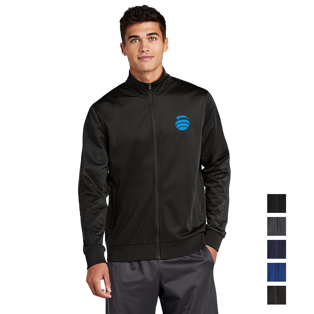 Sport-Tek Tricot Sleeve Stripe Track Embroidered Jacket - Black/Black