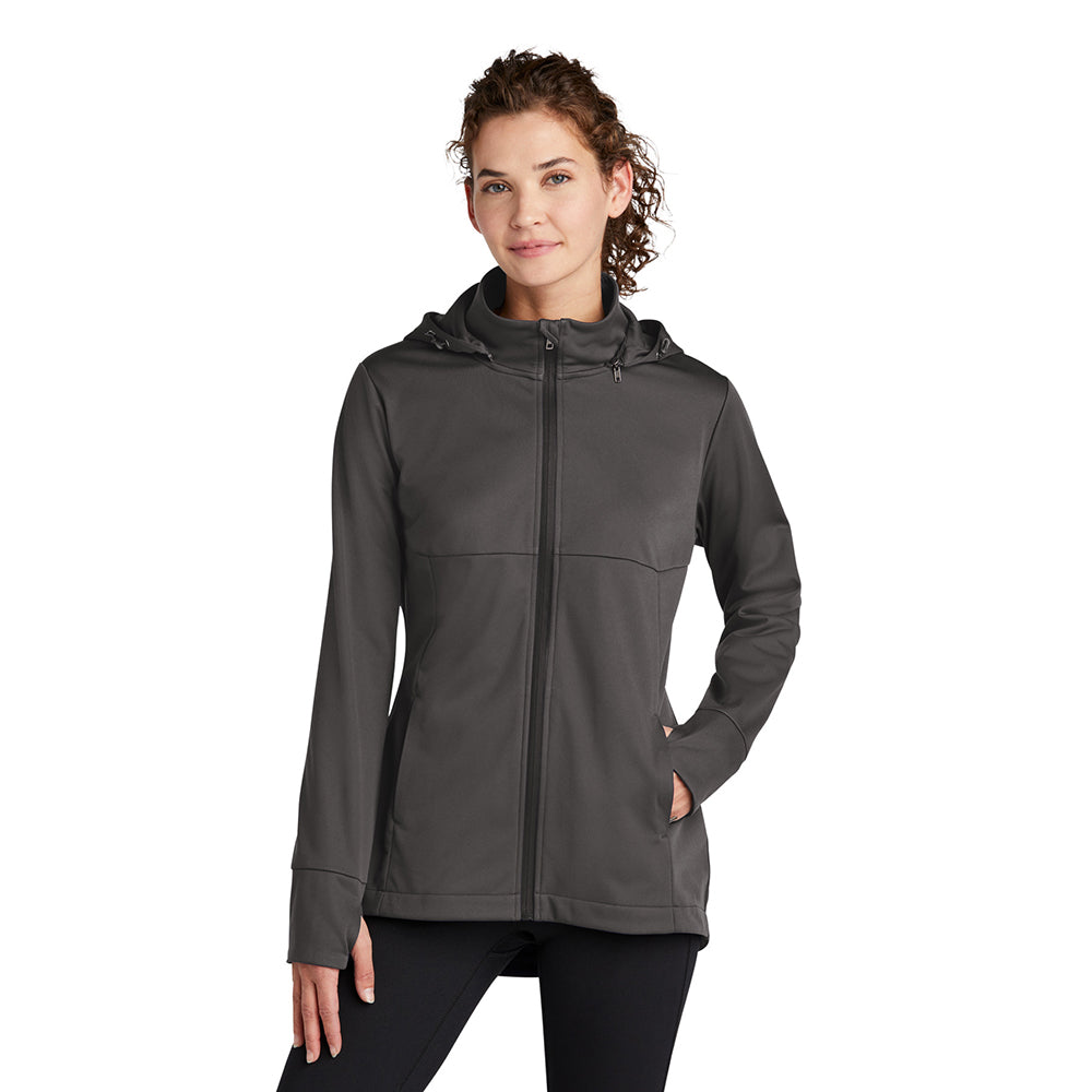 Sport-Tek Women's Hooded Soft Shell Embroidered Jacket - Graphite Grey