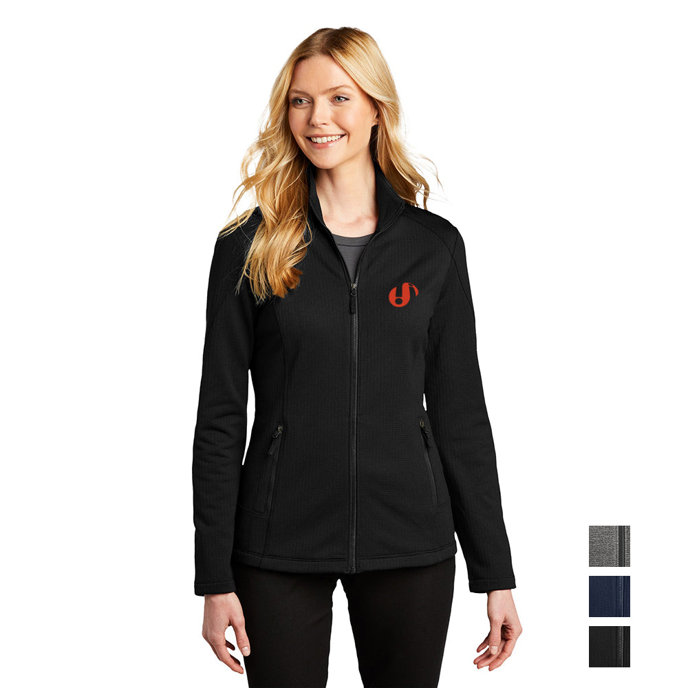 Port Authority Women's Grid Fleece Embroidered Jacket - Deep Black