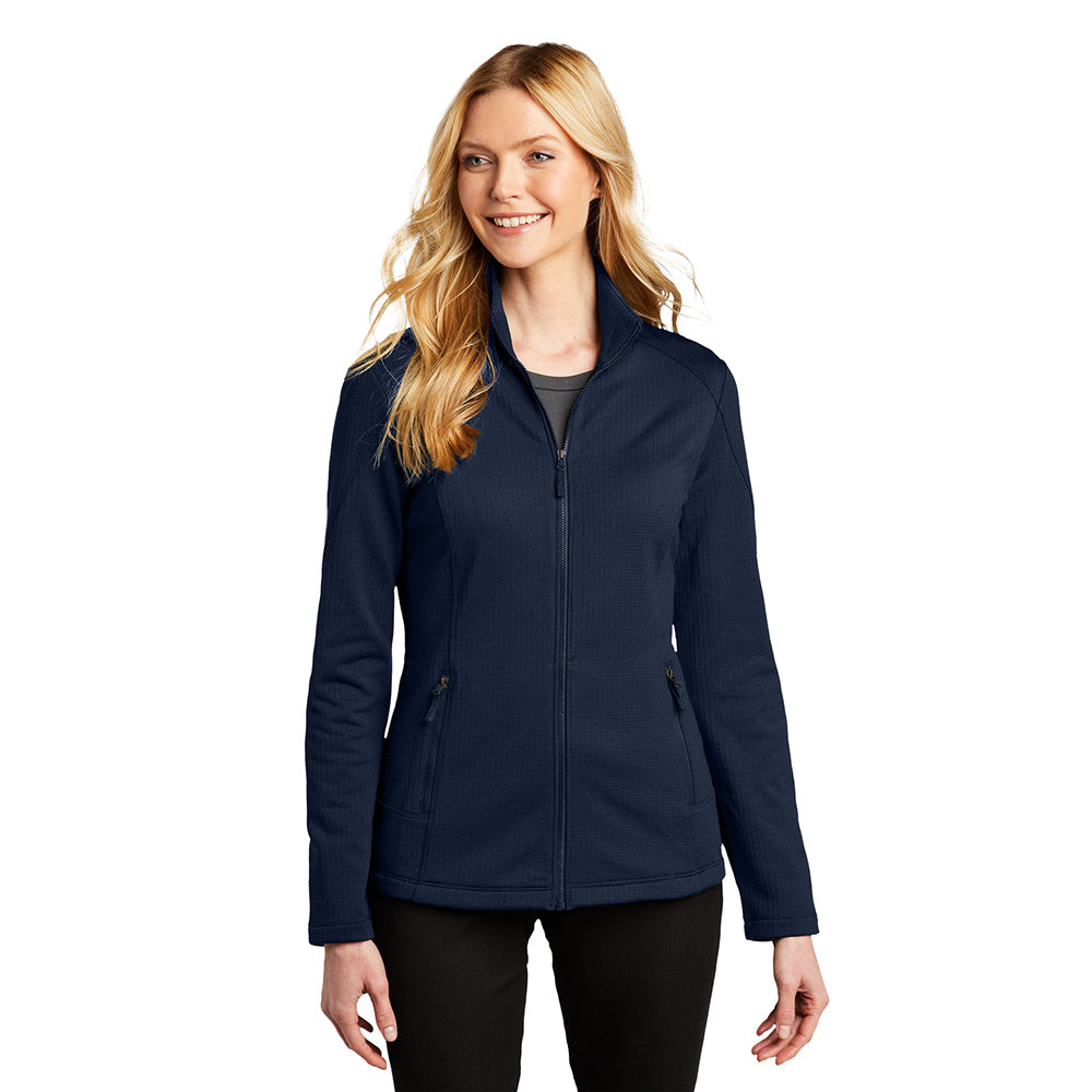 Port Authority Women's Grid Fleece Embroidered Jacket - River Blue Navy