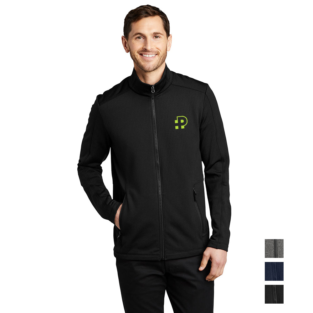 Port Authority Grid Fleece Embroidered Jacket - Deep Black