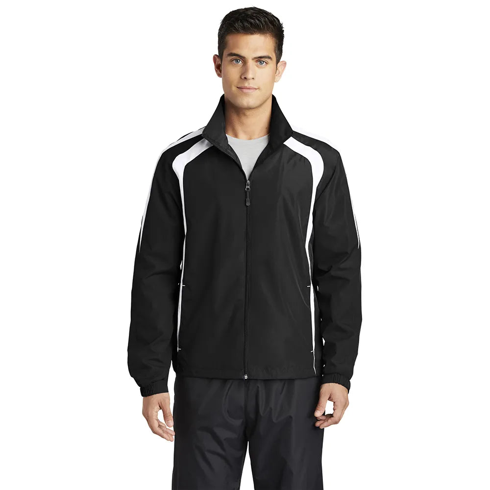 Sport-Tek Colorblock Raglan Jacket Decorated - Black/White