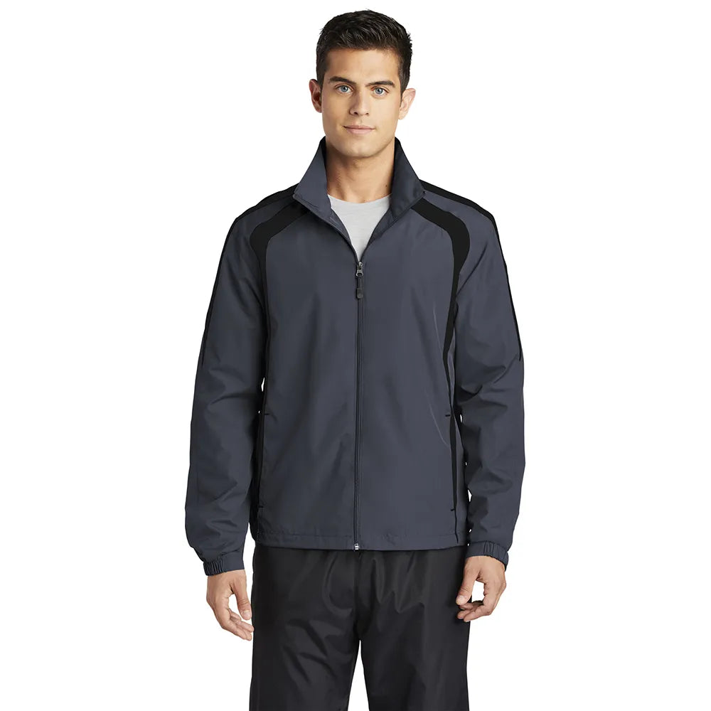 Sport-Tek Colorblock Raglan Jacket Decorated - Graphite Grey/Black