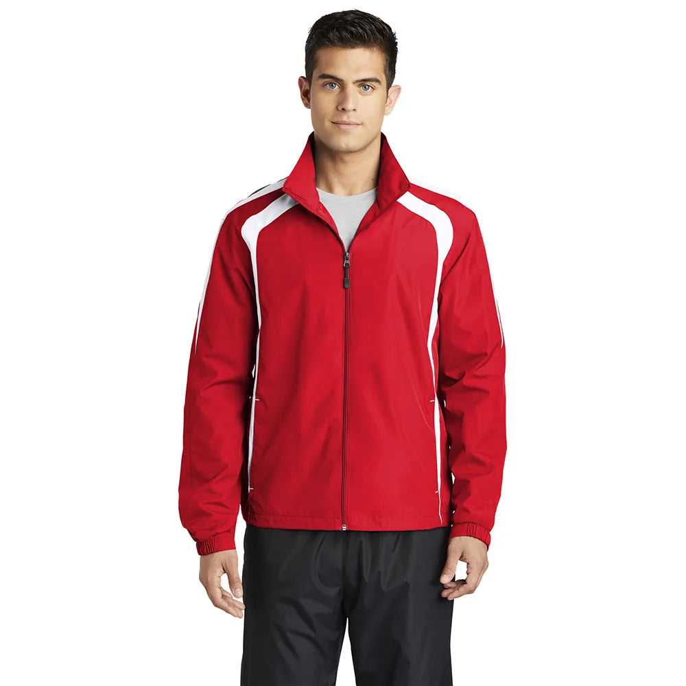 Sport-Tek Colorblock Raglan Jacket Decorated - True Red/White