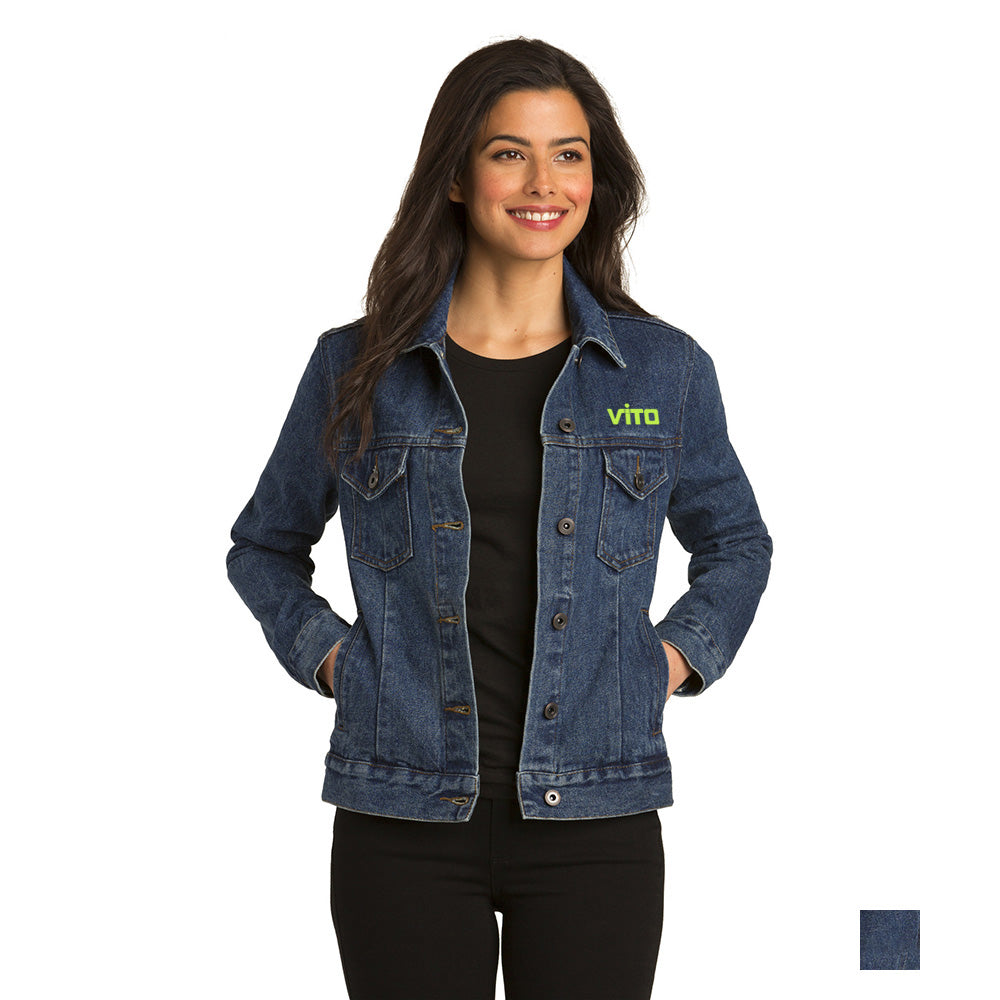 Port Authority Women's Denim Embroidered Jacket - Denim Blue
