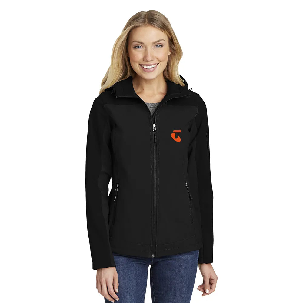 Port Authority Women's Hooded Core Soft Shell Embroidered Jacket - Black