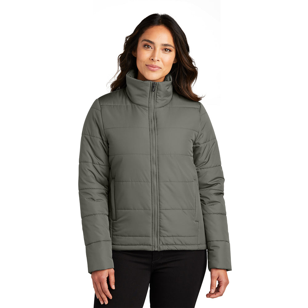 Port Authority Women's Puffer Embroidered Jacket - Shadow Grey