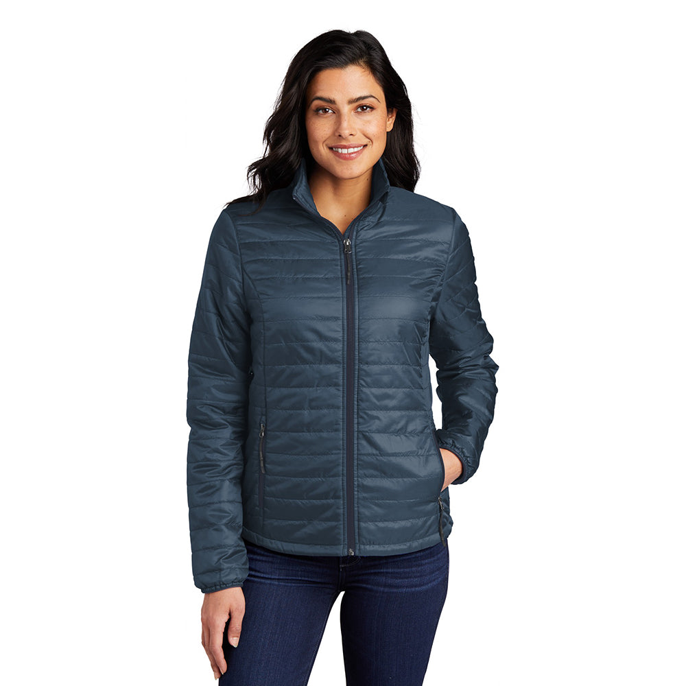 Port Authority Women's Packable Puffy Embroidered Jacket - Regatta Blue/River Blue Navy