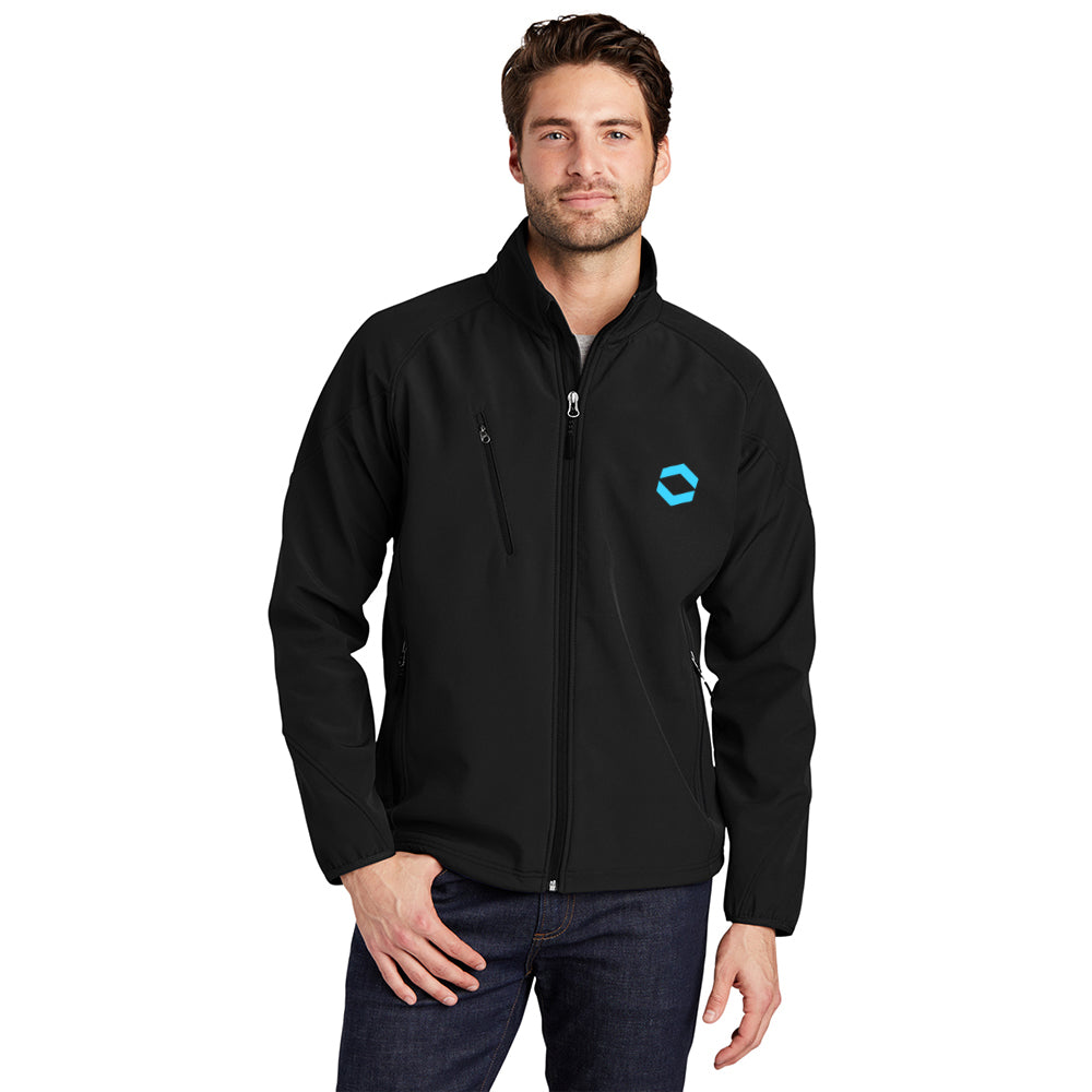 Port Authority Textured Soft Shell Embroidered Jacket - Black
