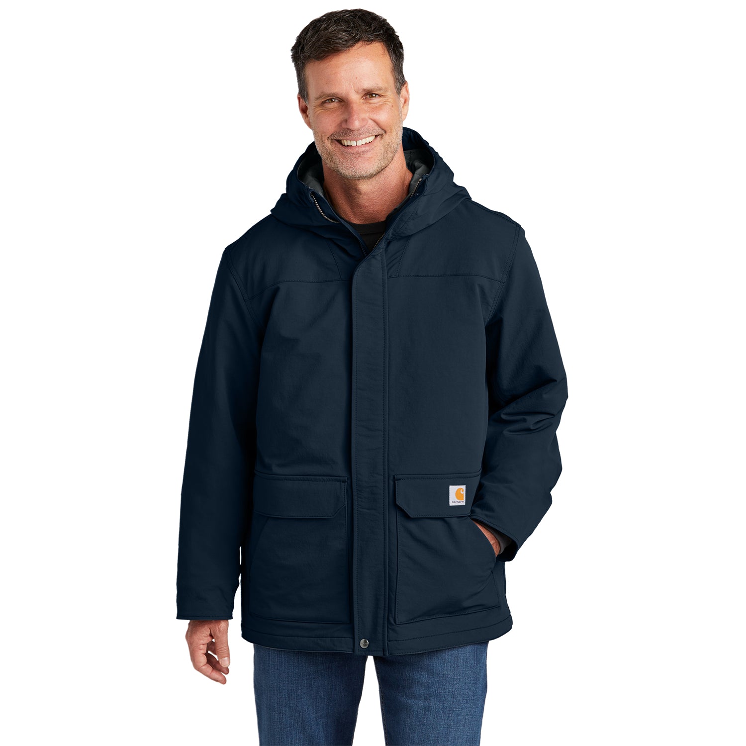 Carhartt Super Dux Insulated Hooded Coat Embroidered - Navy Blue