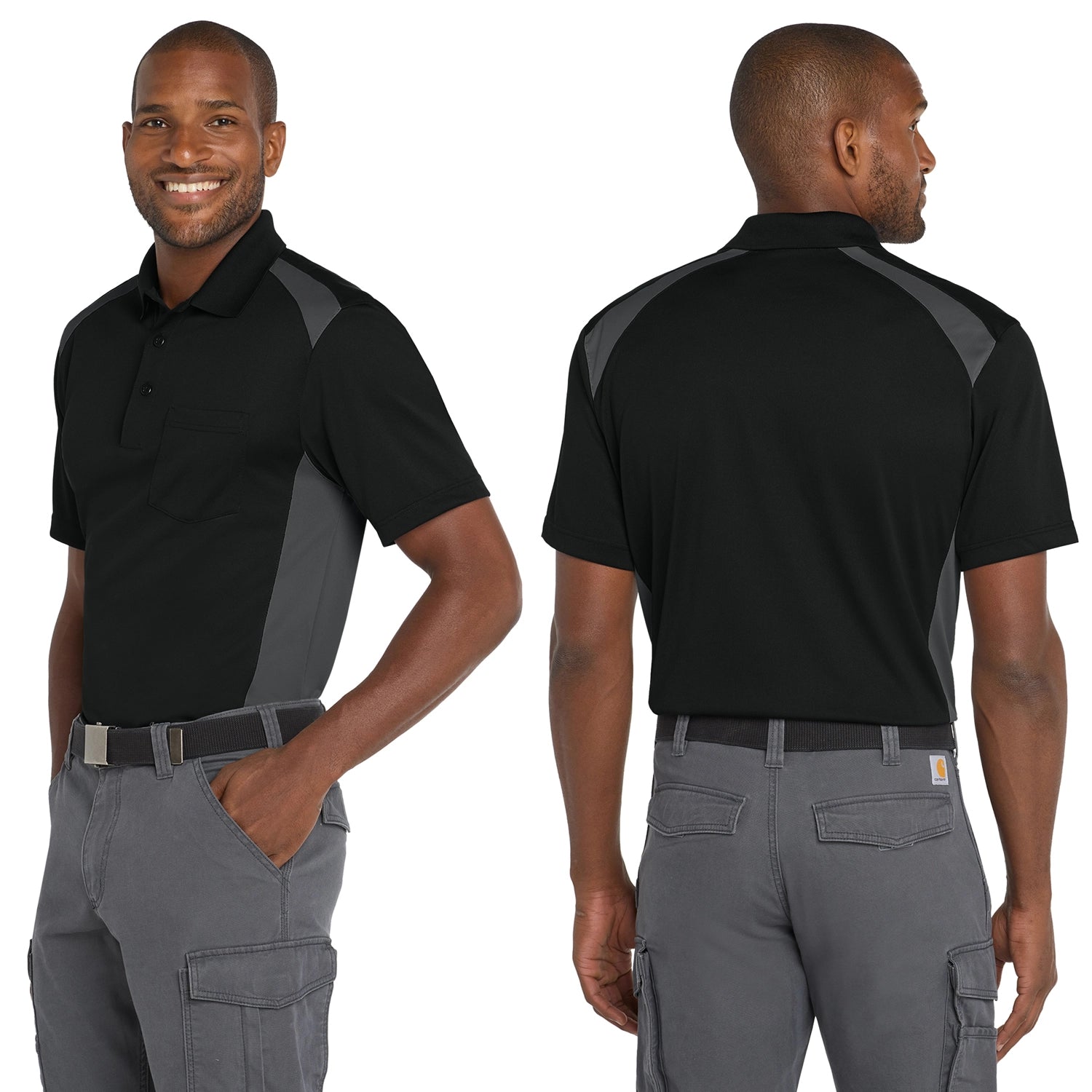 CornerStone Select SnagProof Two Way Colorblock Pocket Embroidered Polo