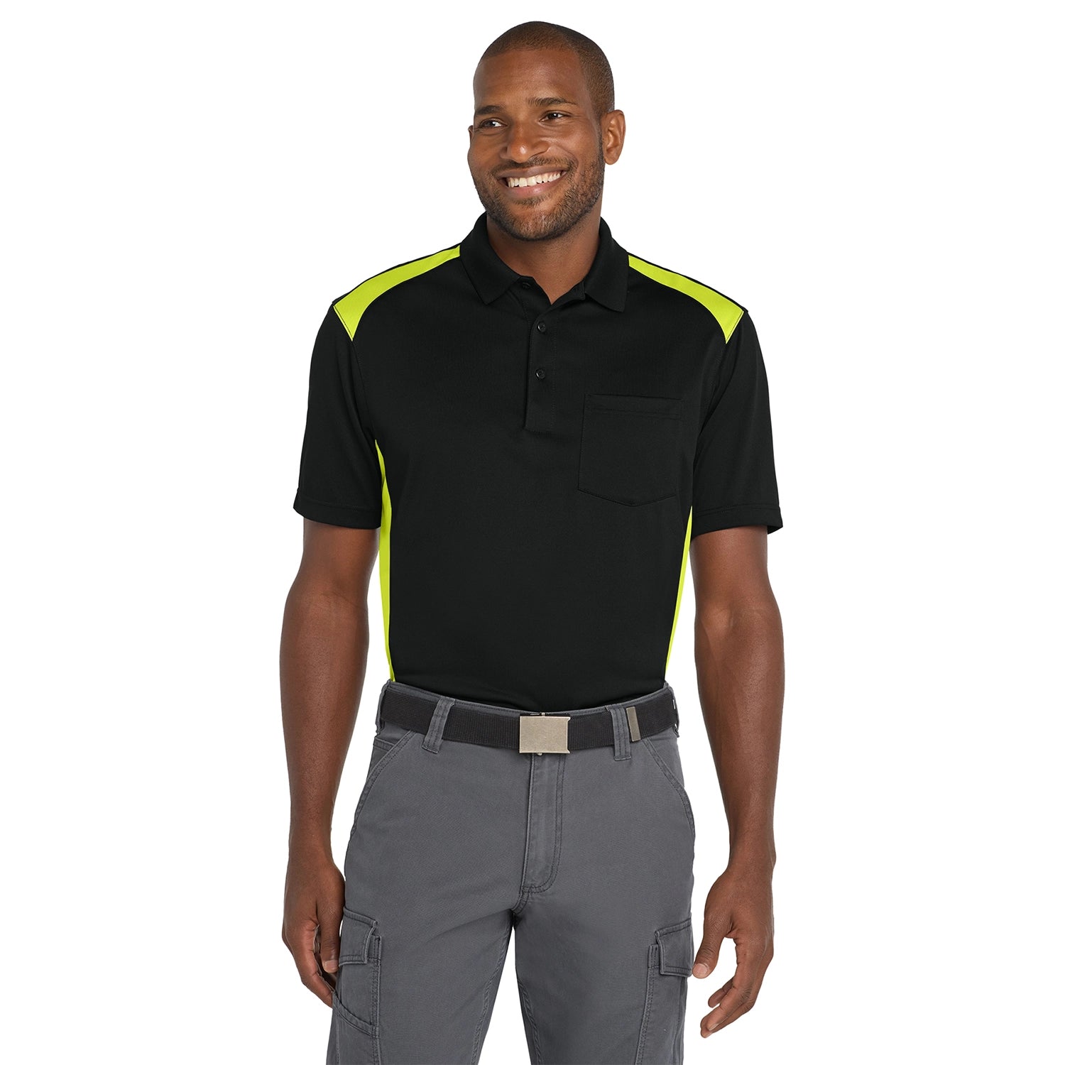 CornerStone Select SnagProof Two Way Colorblock Pocket Embroidered Polo
