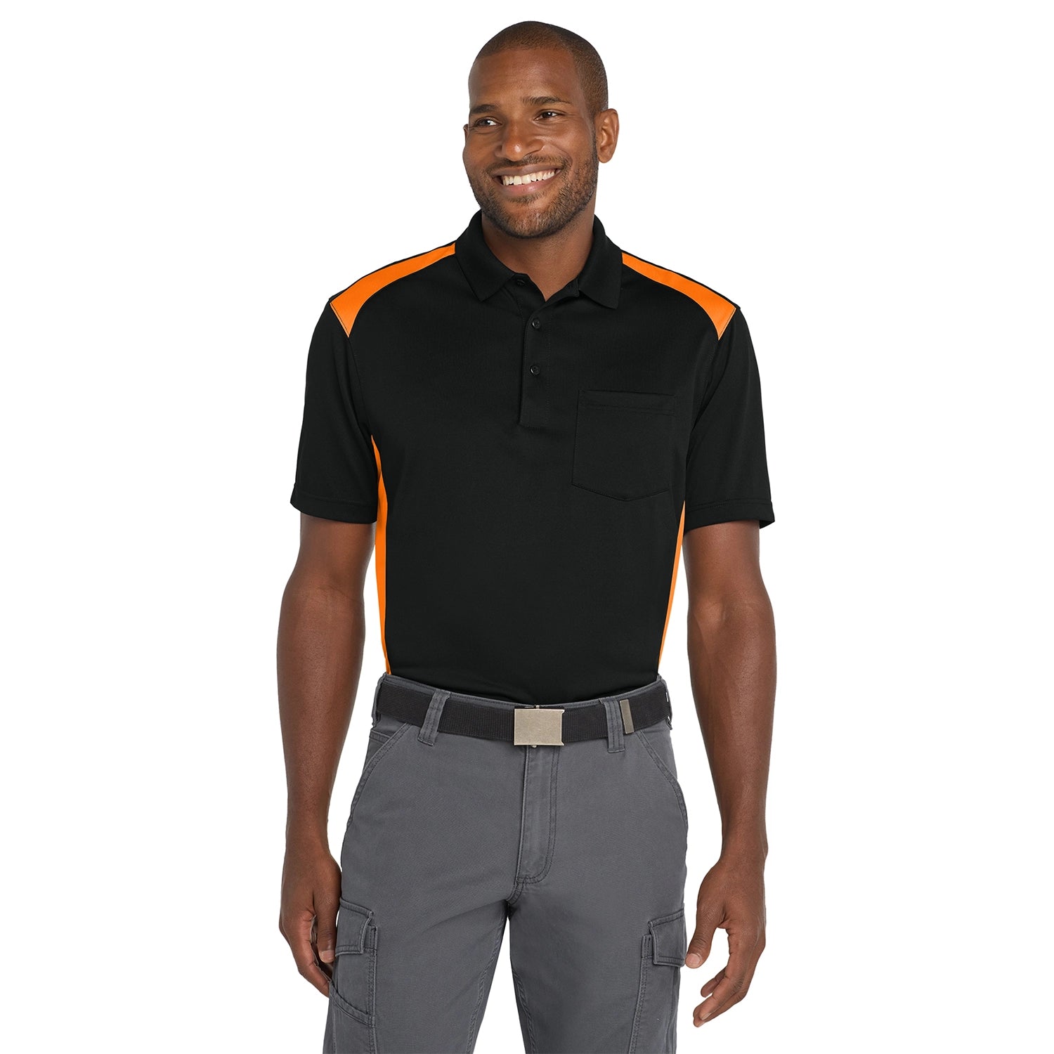 CornerStone Select SnagProof Two Way Colorblock Pocket Embroidered Polo